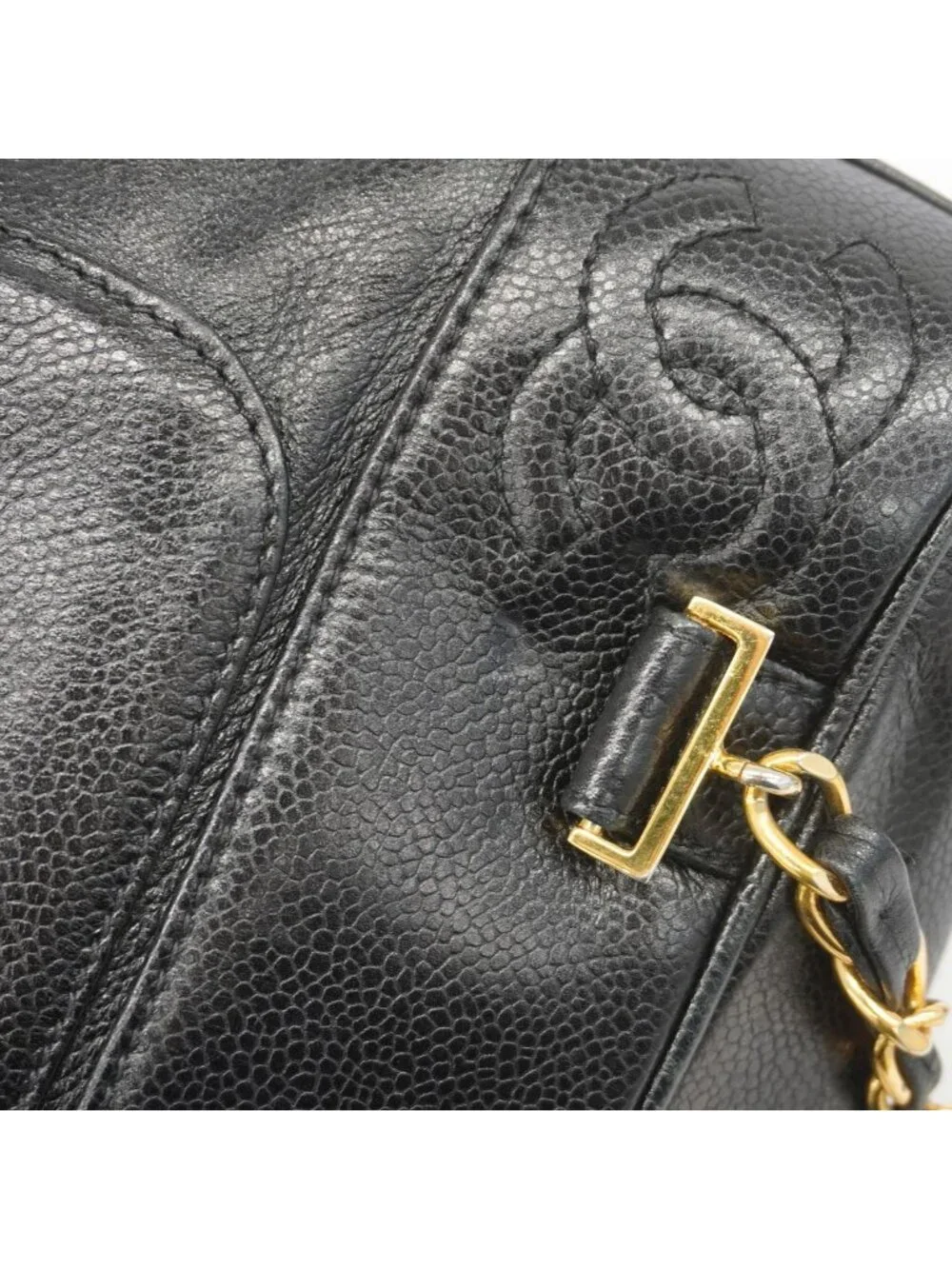 Chanel Backpack Triple Coco Caviar Leather Black Gold